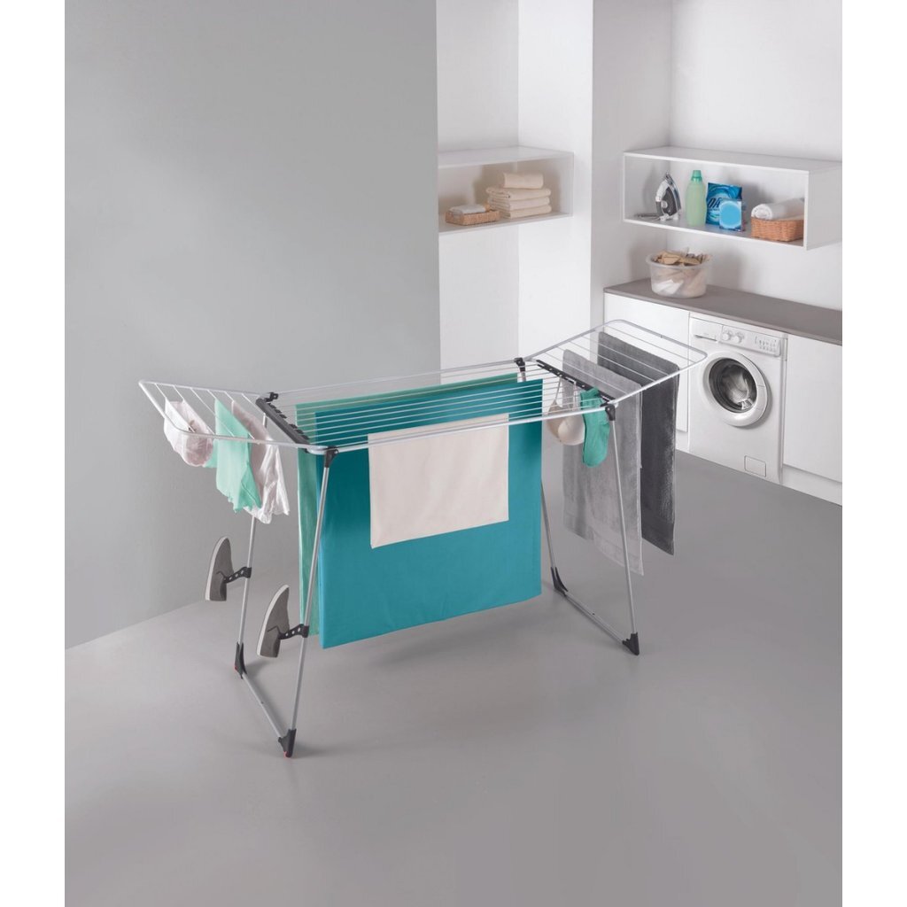 Metaltex orkaan droogrek 197x65x115 cm 24 m drooglengte zilver zwart