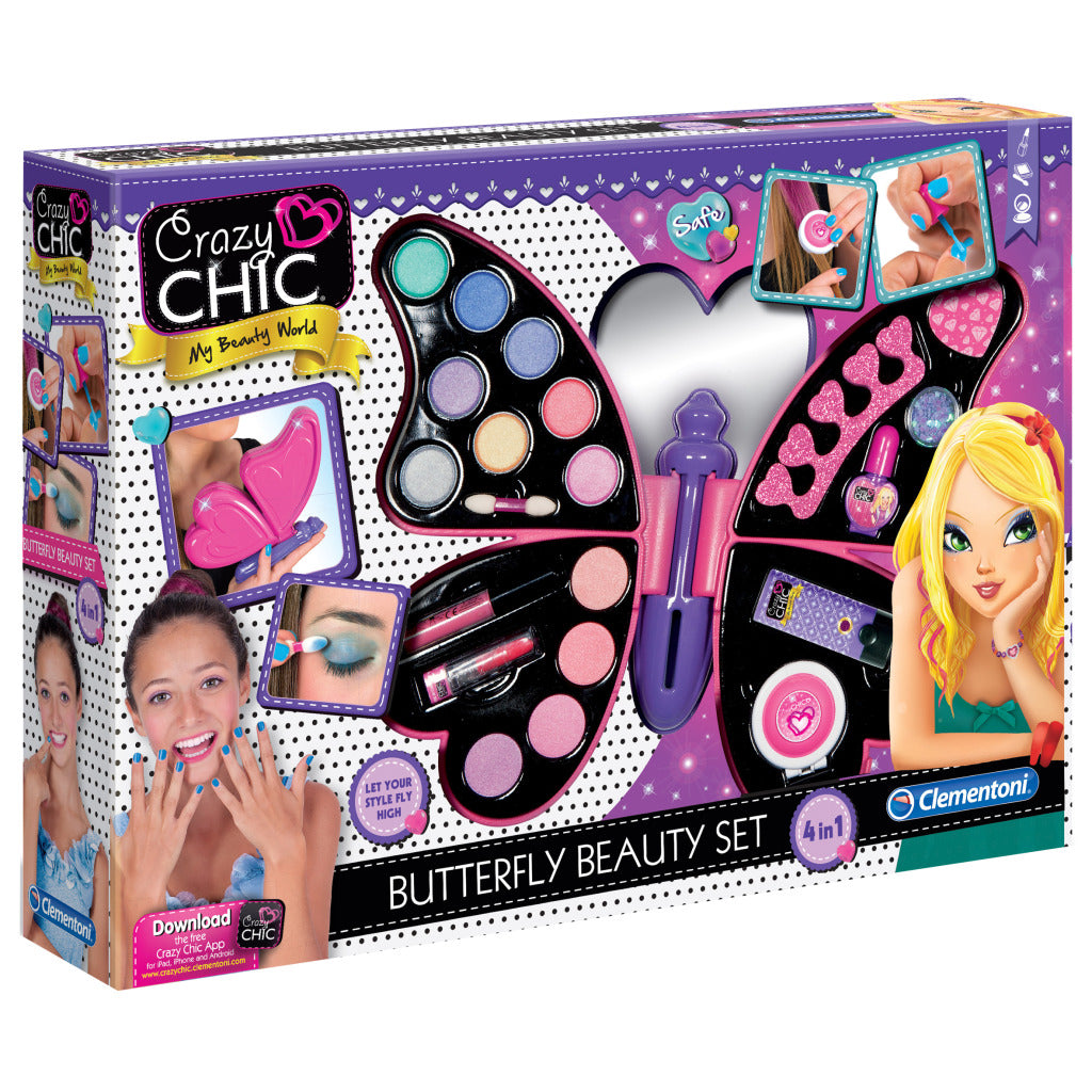 Clementoni crazy chic vlinder beautyset make-up koffer