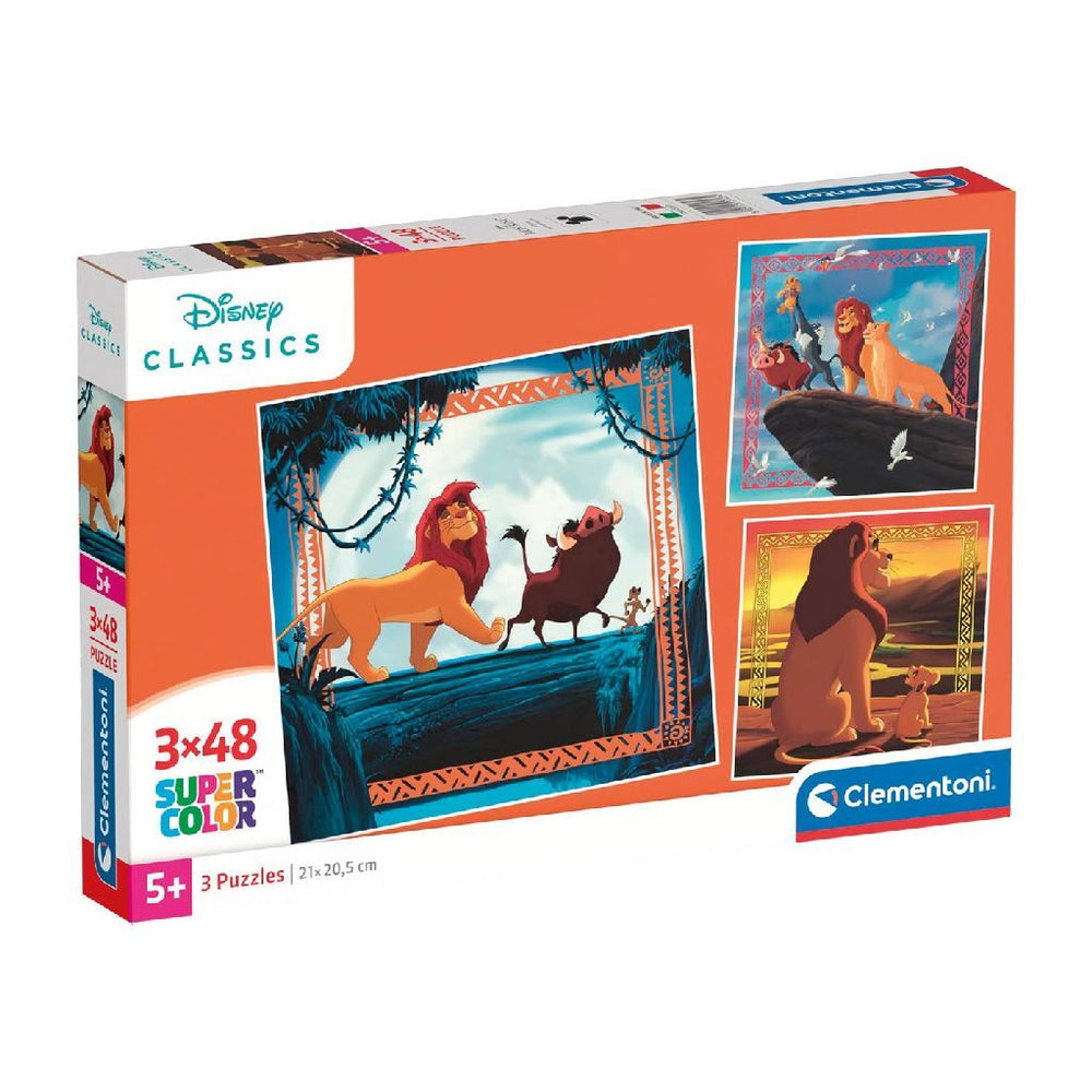 Clementoni supercolor puzzel de leeuwenkoning 3x48 stukjes
