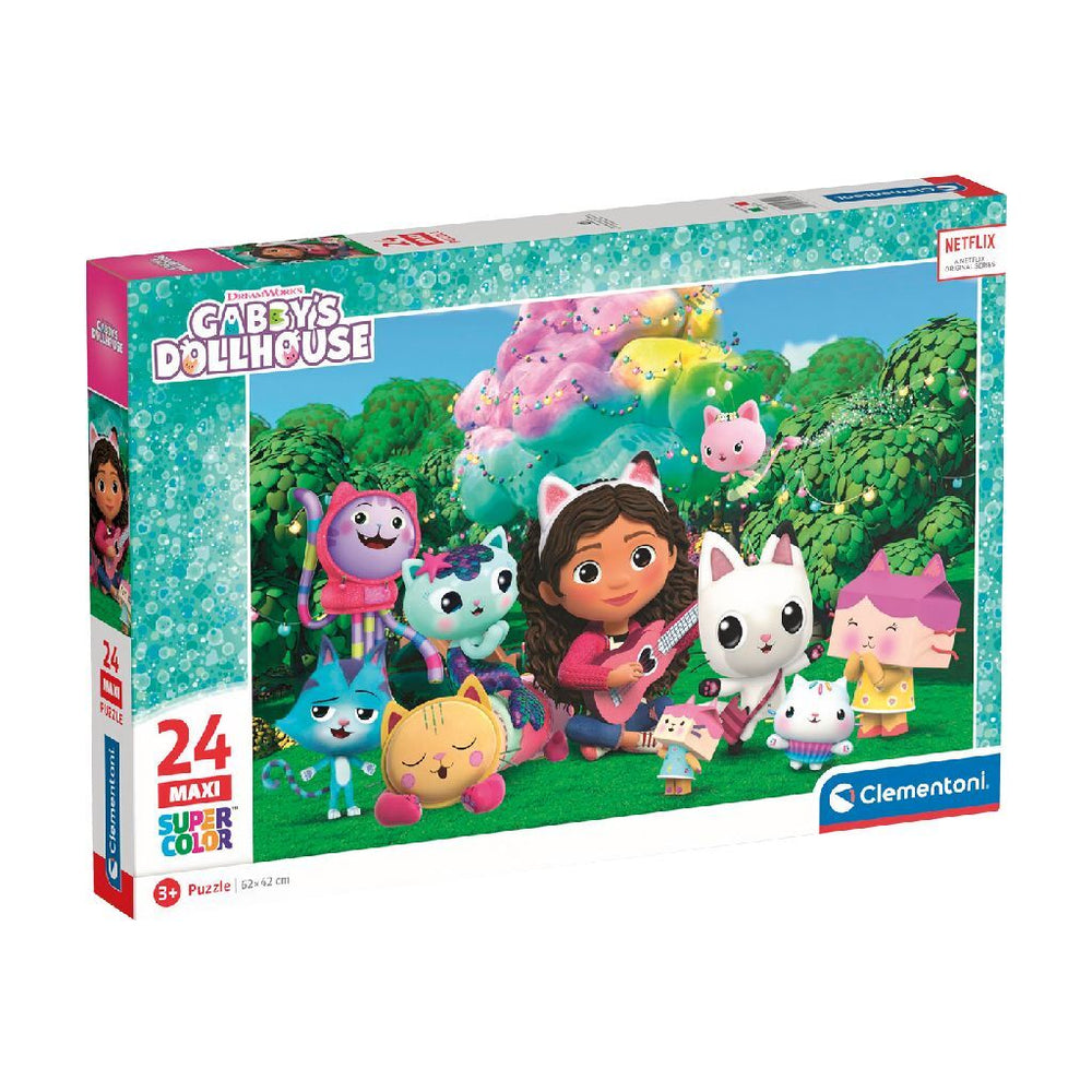 Clementoni supercolor puzzel gabbys dollhouse 24 maxi stukjes