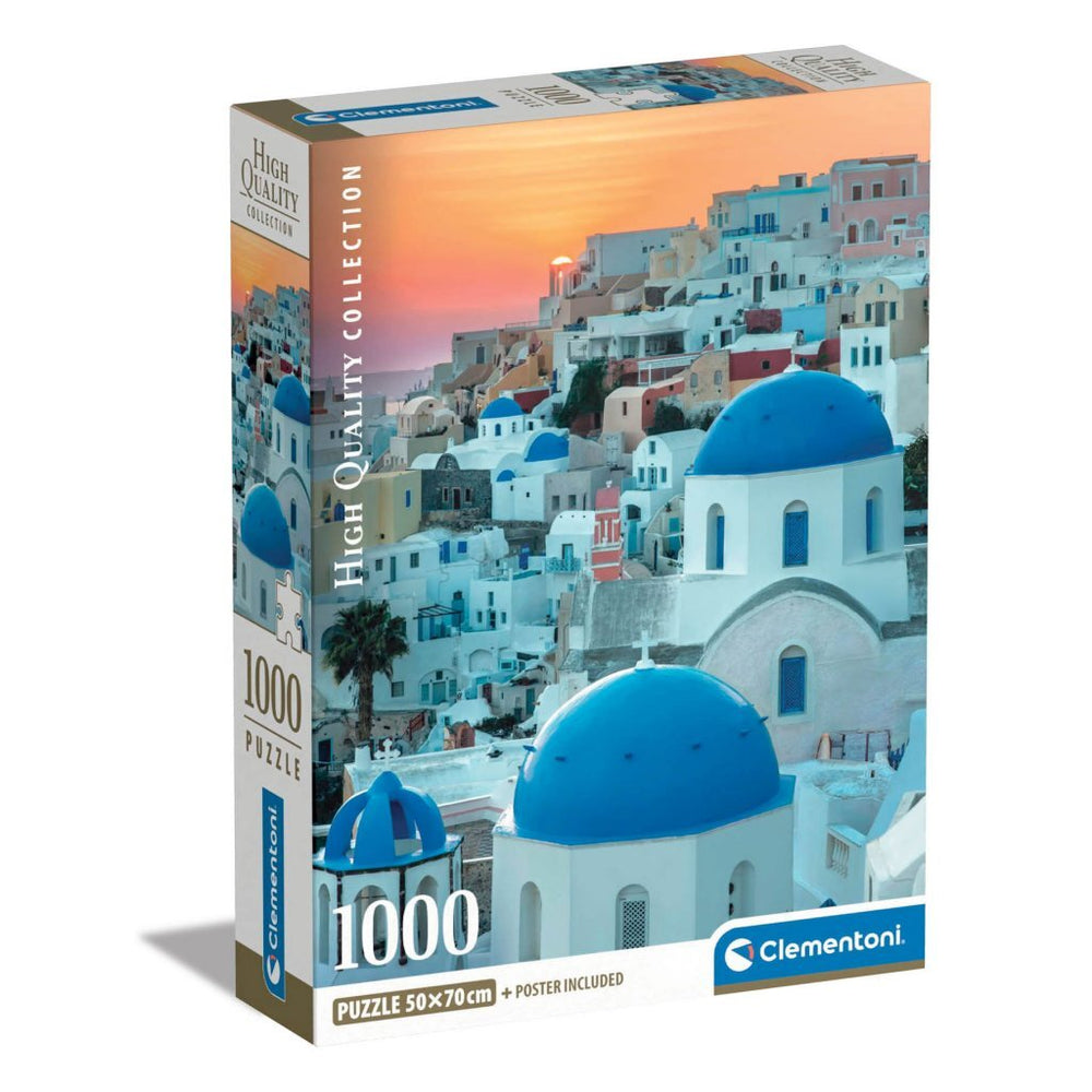 Clementoni hoogwaardige collectie puzzel + poster santorini 1000 stukjes