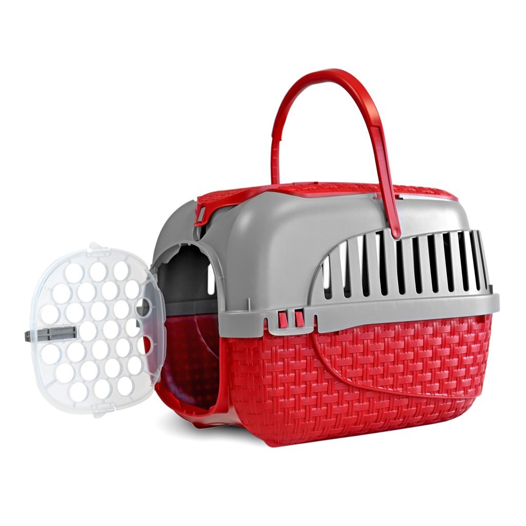 Bama huisdierentransportbox 52x33x34 cm rood zilver