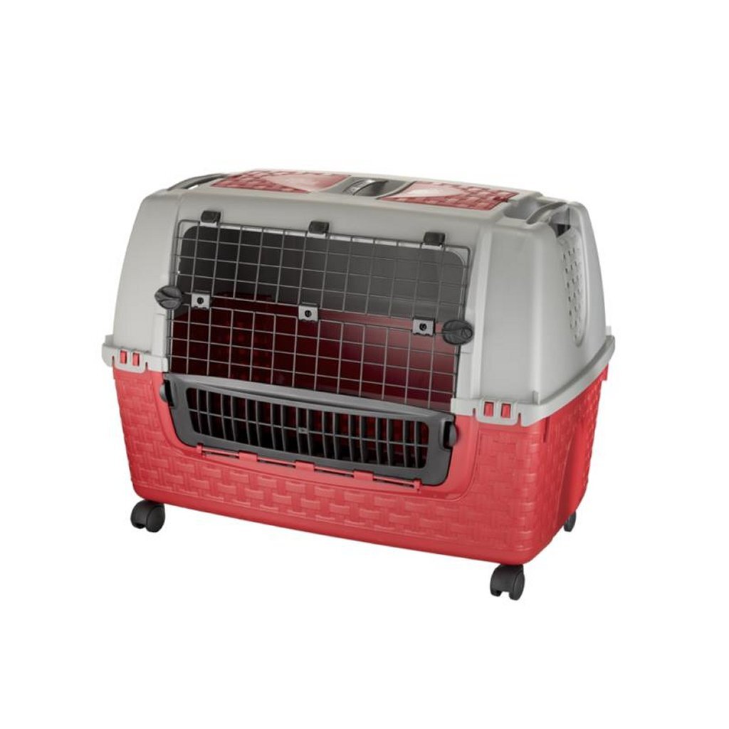 Bama huisdierentransportbox met wieltjes 88x52x60 cm rood grijs