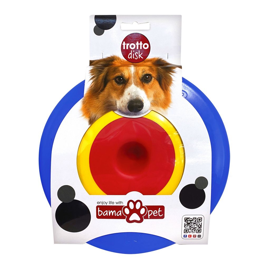 Bama pet trotto disk hondenspeelgoed 24,5x4,5 cm blauw geel rood