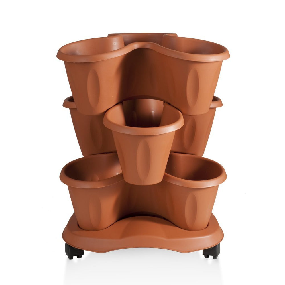 Bama trifoglio plantenbak met wieltjes 40x51 cm terracotta