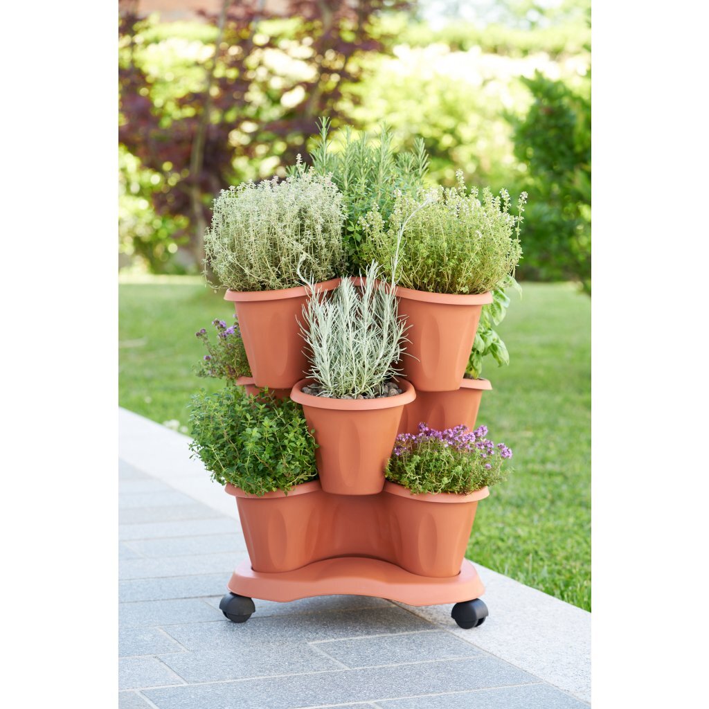 Bama trifoglio plantenbak met wieltjes 40x51 cm terracotta