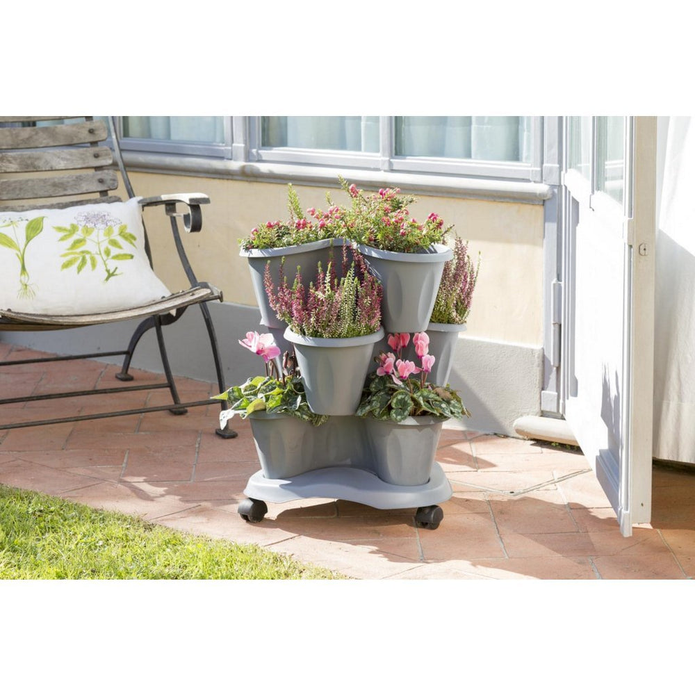 Bama trifoglio plantenbak met wieltjes 40x51 cm grijs