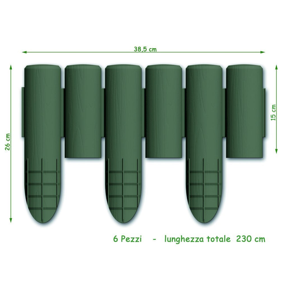 Bama tuin modulaire rand imitatiehout 38,5x15 cm 6 stuks groen