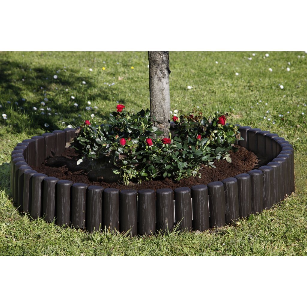 Bama tuin modulaire rand imitatiehout 38,5x15 cm 6 stuks bruin