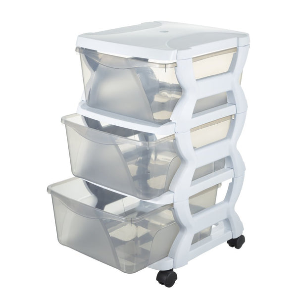 Bama insieme ladesysteem met wieltjes 3 laden 36x40x62 cm wit transparant
