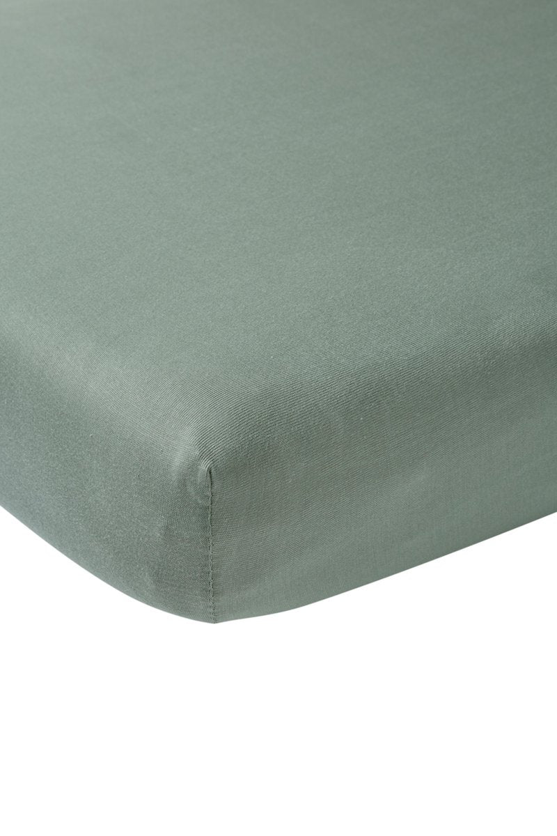 Meyco baby uni hoeslaken ledikant - stone green - 60x120cm