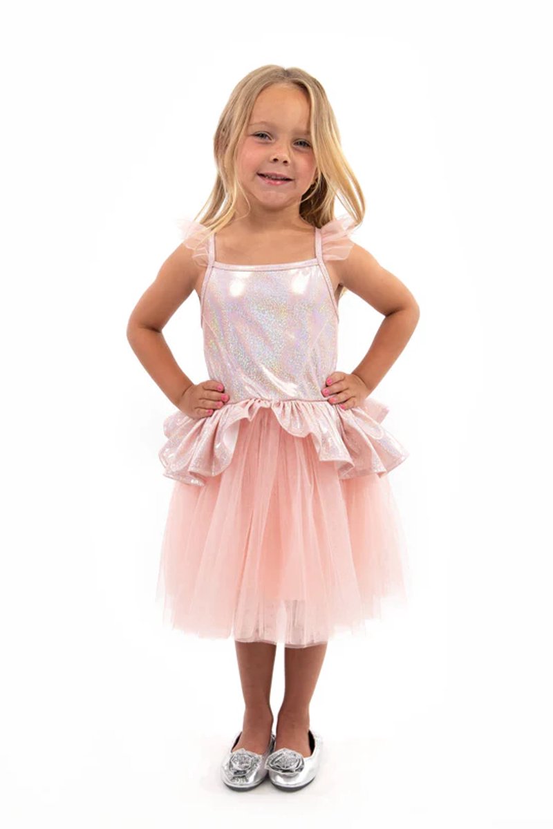 Little adventures - rosé gouden tutu jurk – maat l (110-122)