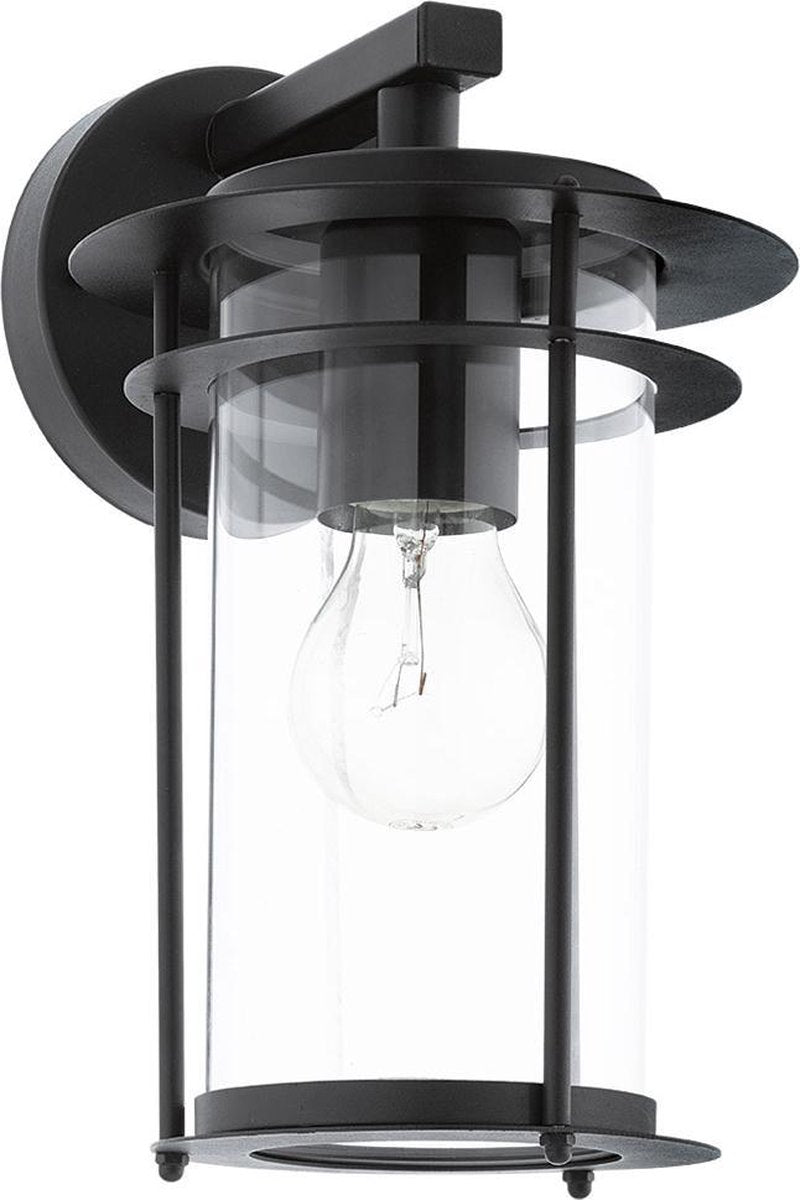 Eglo valdeo - buitenverlichting - ip44 - wandlamp - 1 lichts - zwart - helder