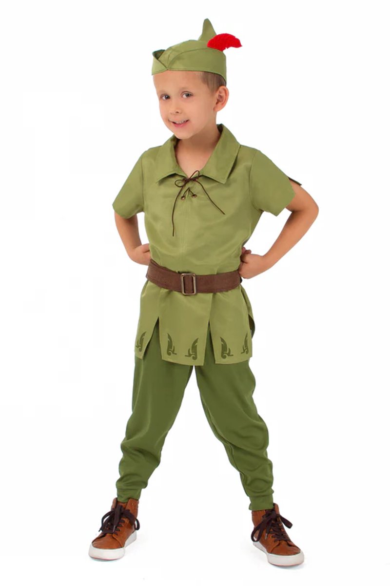 Little adventures - peter pan verkleedset - met hoed – maat 98-104