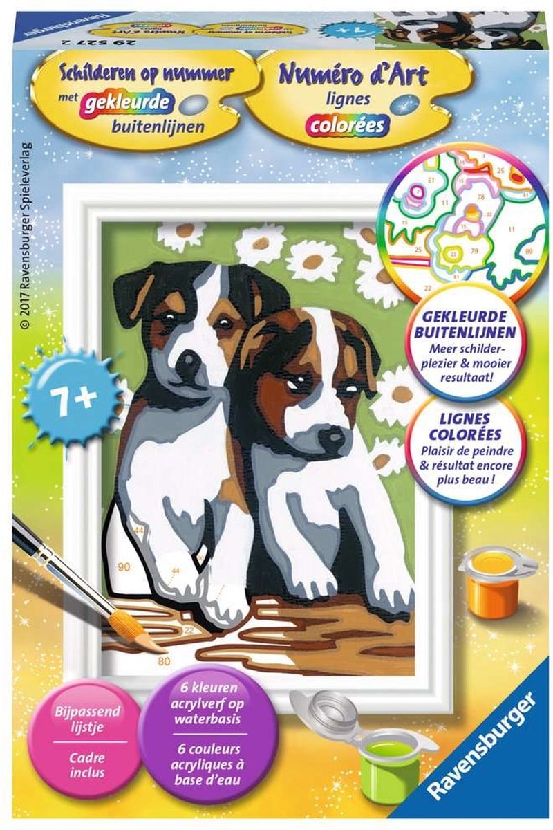 Ravensburger Paint by Number - Cute Puppies Hobby Kit - Acrylic Paint