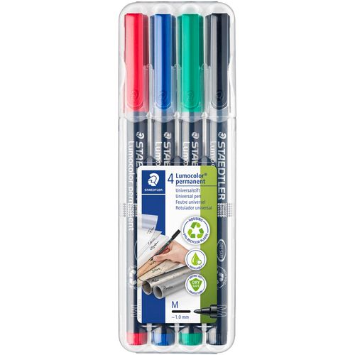 Staedtler permanente ohp marker staedler lumucolor 317 assorti pak 4 stuks
