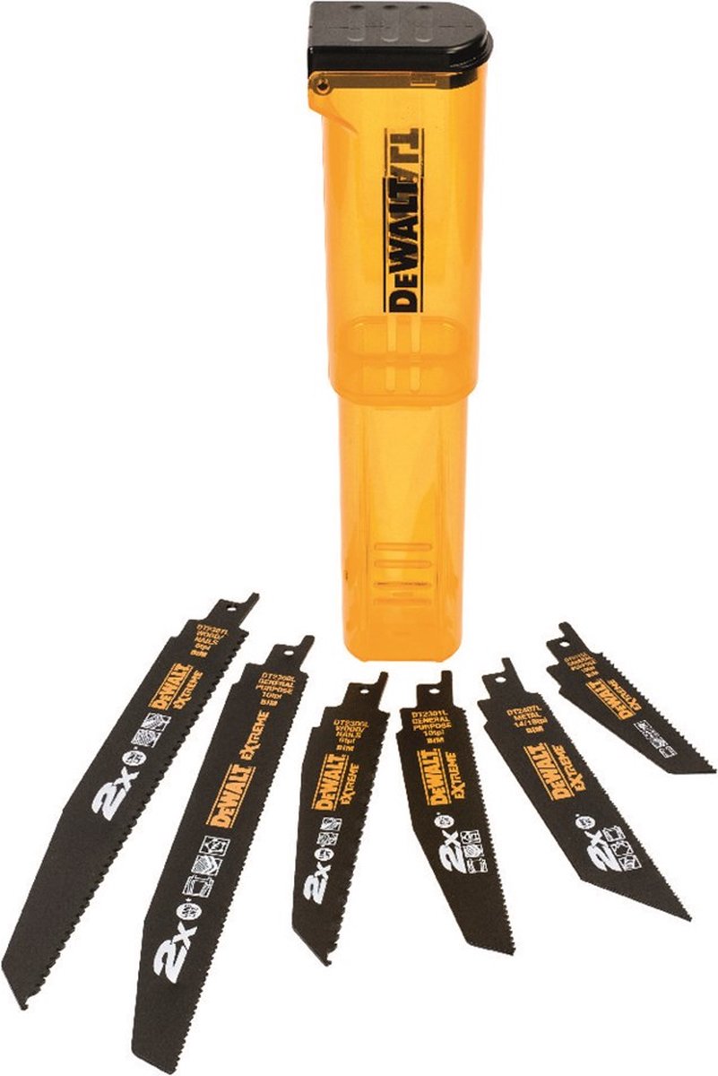 Dewalt dt2440l 6 delige reciprozaagbladen set in koker - hout metaal hout met spijkers