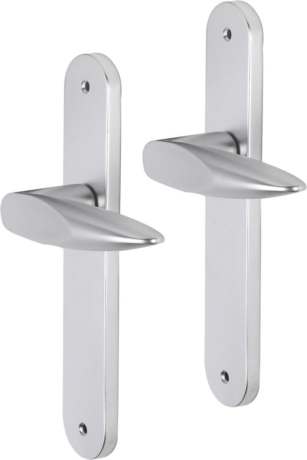 Impresso deurkruk - sutton - voor binnen - ovaal deurschild met schroeven - aluminium - 2 stuks