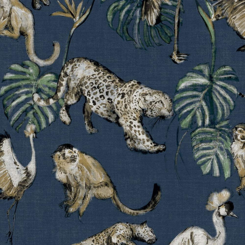 Noordwand behang zero exotische dieren blauw