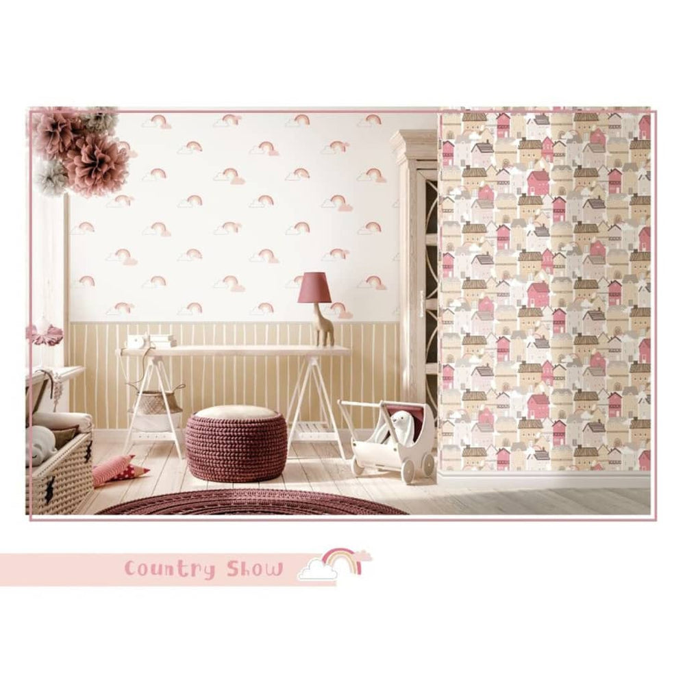 Noordwand behang mondo baby regenbogen wit en roze