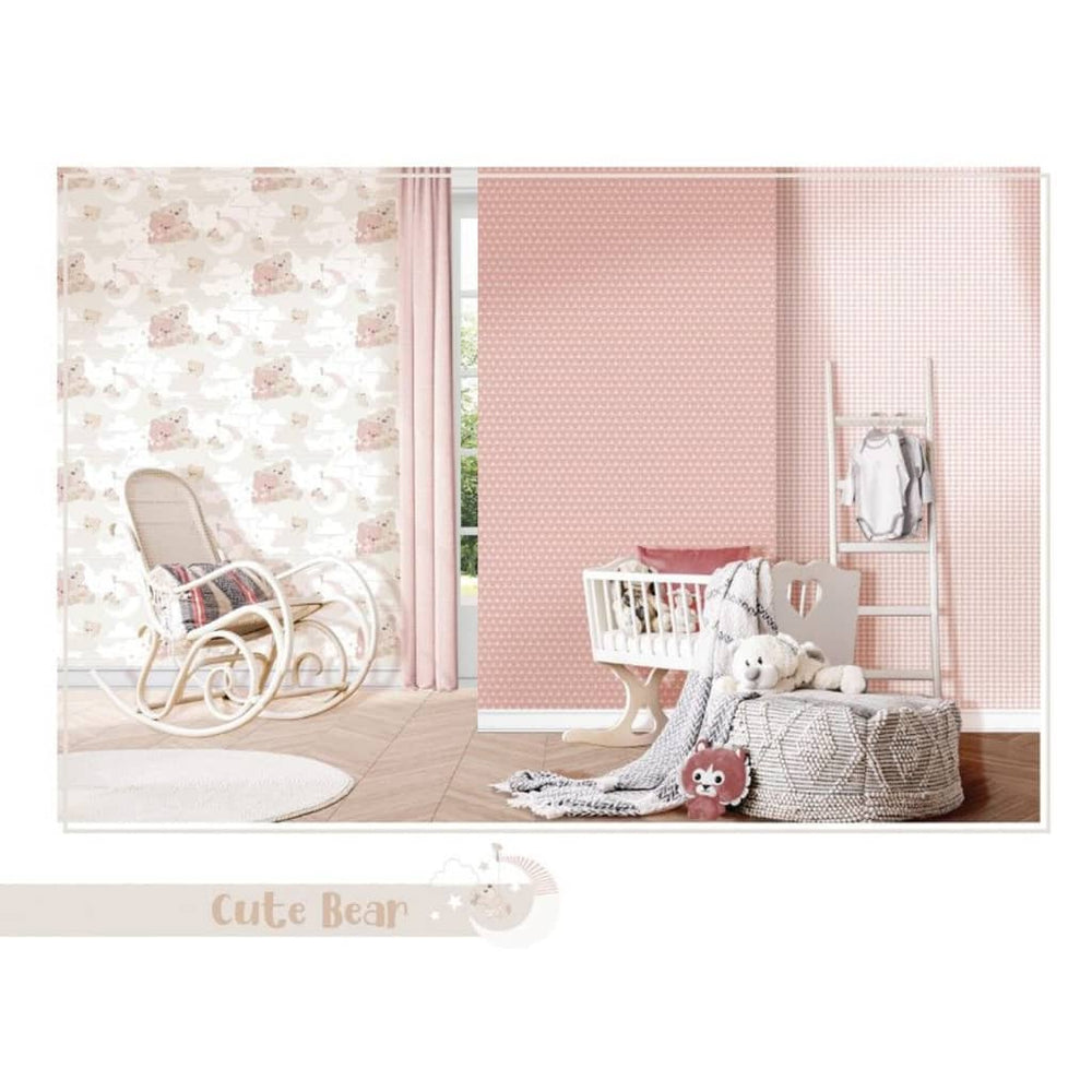 Noordwand behang mondo babyknuffel beertjes roze en beige