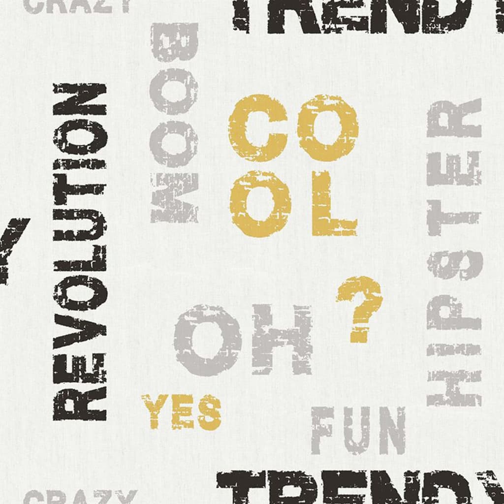 Noordwand behang vrienden koffie woorden en letters grijs en zwart