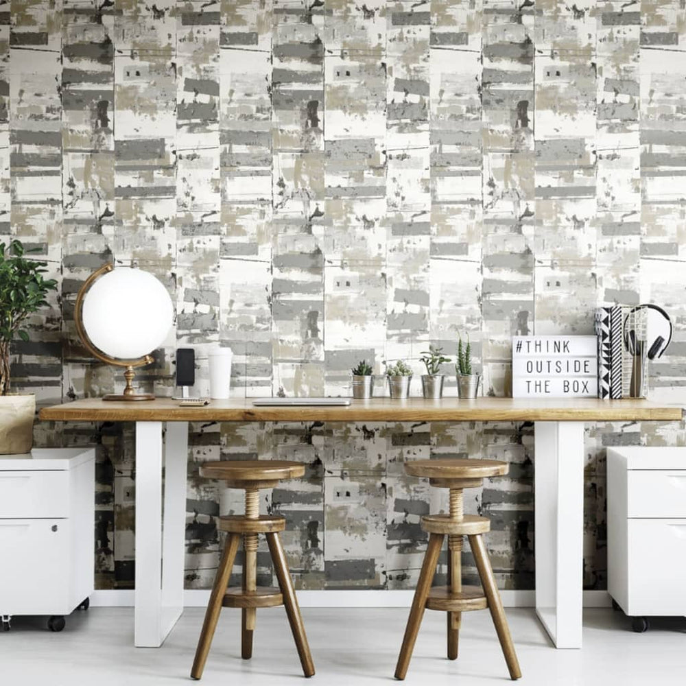 Noordwand Noordwand Behang Friends Coffee Industrieel Verweerd metallic beige