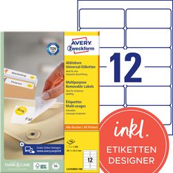 Verwijderbare etiketten avery l4743rev-100 universeel wit