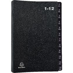 Sorteermap exacompta zwart 1-12 tabs