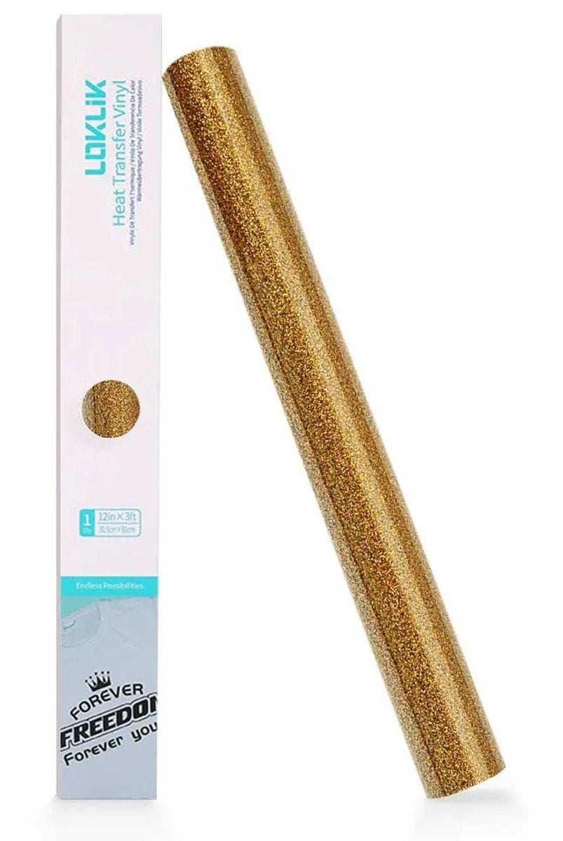 Loklik heat transfer vinyl glitter - golden - 30.5 x 90 cm