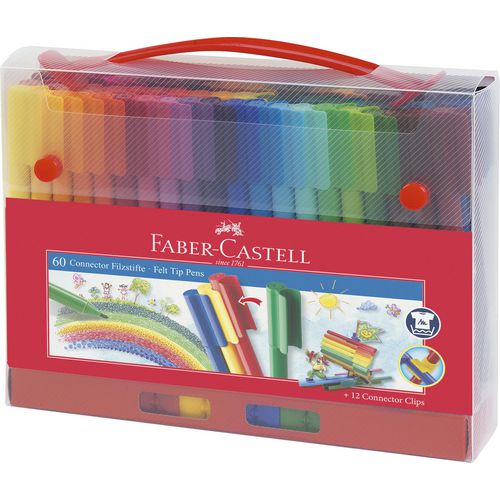Viltstift faber castell connector kleurenassortiment 60 stuks