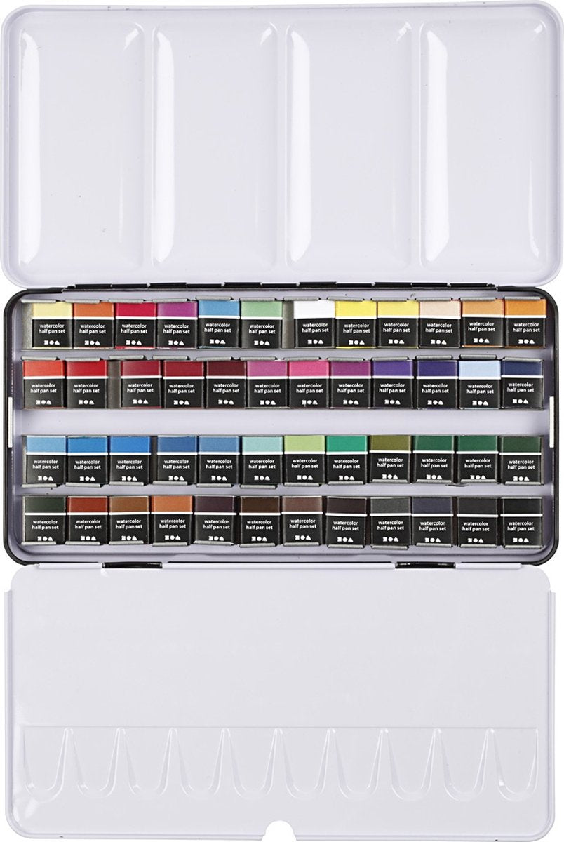 Creotime https: www.cchobby.nl art-aquarelverf-pan-afm-10x15x20-mm-standaardkleuren-48-kleur-1-doos
