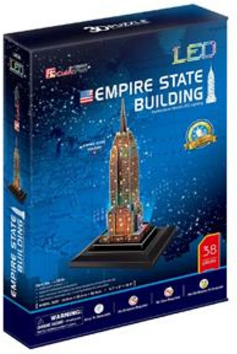 Kubieke leuke 3D-puzzel Empire State Building met led-verlichting