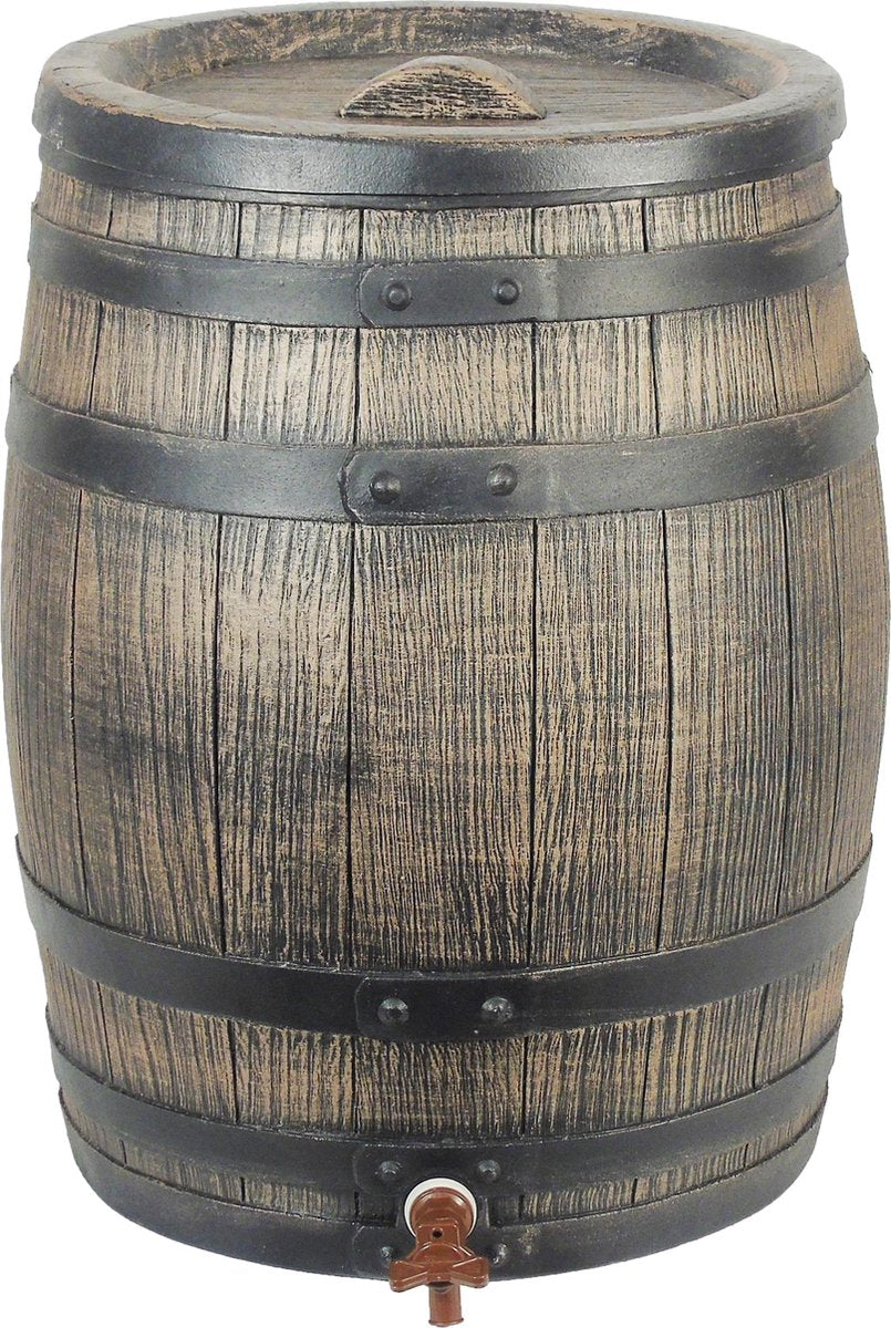 Nature regenton met houtlook 50 l 38x49,5 cm bruin