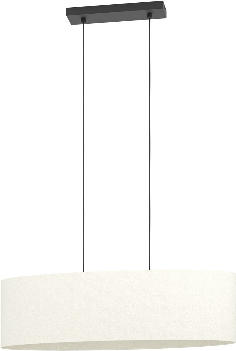 Eglo febres hanglamp - e27 - 78 cm - zwart wit - teddy stof