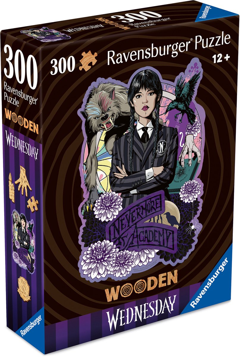 Ravensburger - wednesday (netflix serie) - painting on wood - houten legpuzzel - 300 stukjes
