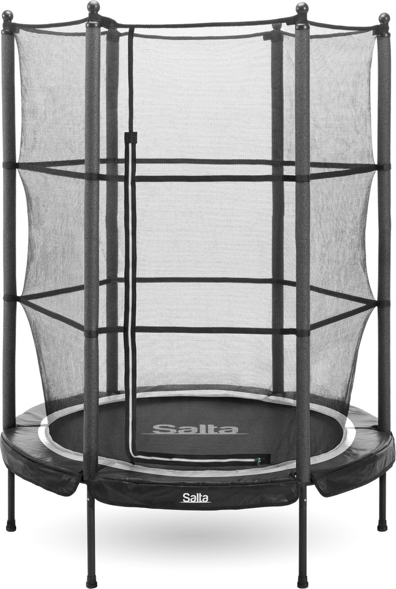 Salta junior - ø 140 cm - elastieken veren en veiligheidsnet - ronde mini kleine trampoline voor binnen en buiten - kinder trampoline - zwart