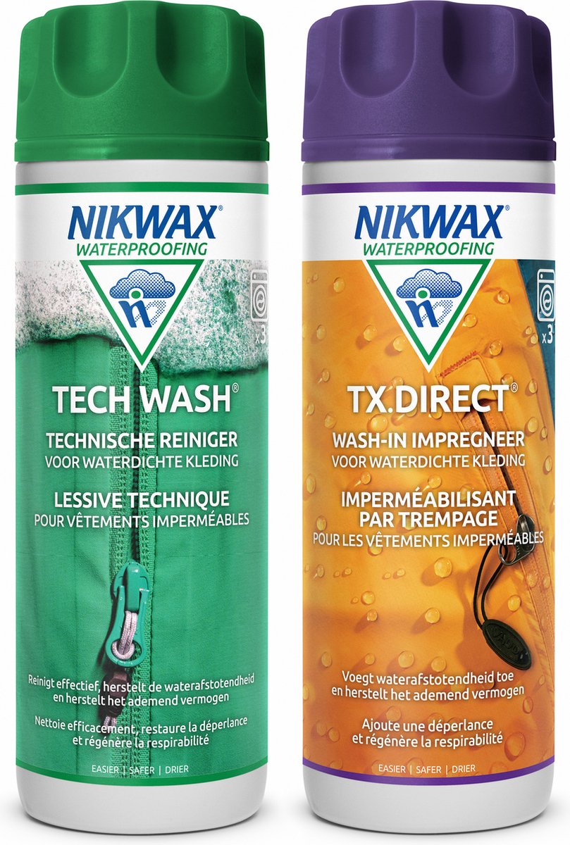 Nikwax tech wash tx direct voordeel set- impregneermiddel - wasmiddel - 2pack - 300 ml