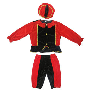 Basic pietenpak zwart rood 110-116 cm | 2 stuks