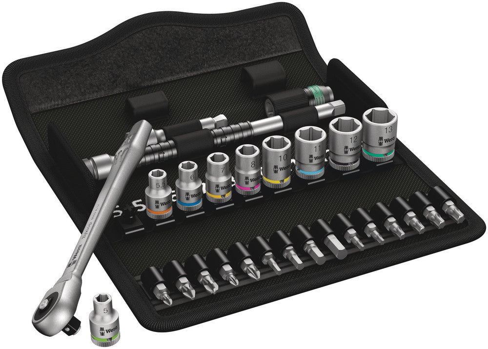 Wera 8100 sa 7 zyklop metal-ratelset doorsteekvierkant 1 4 gereedschapsset (28-delig)