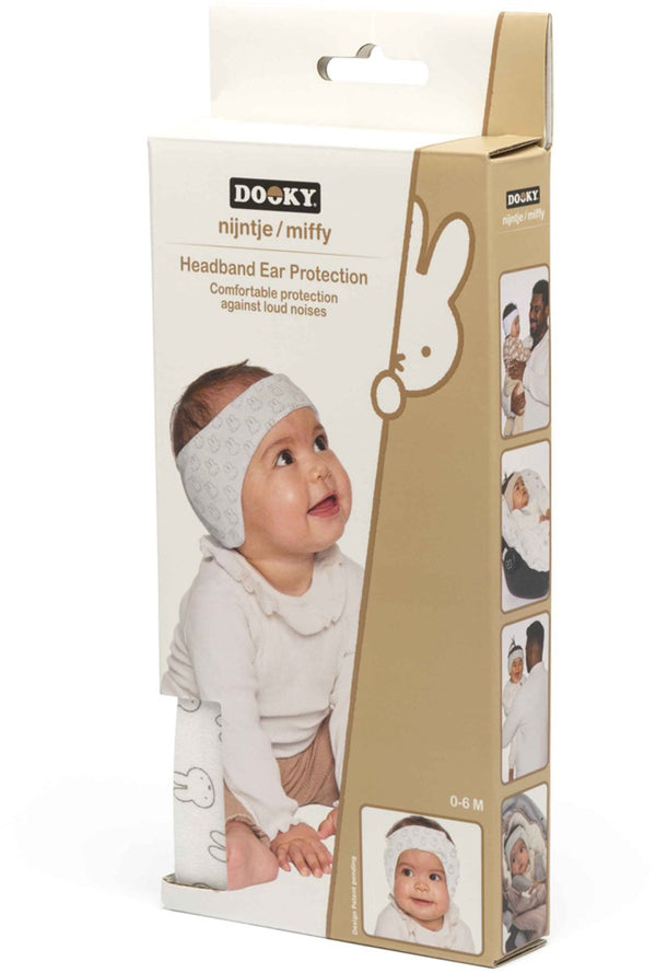 Dooky x nijntje baby gehoorbescherming – zachte verstelbare hoofdband – 0-6 maanden - wit – oeko-tex katoen – licht comfortabel