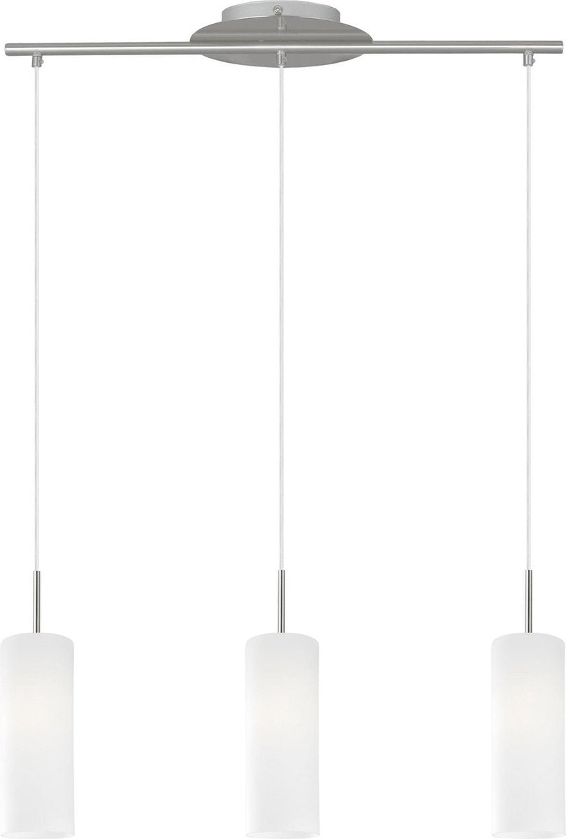 Eglo troy 3 - hanglamp - 3 lichts - nikkel-mat - wit gelakt