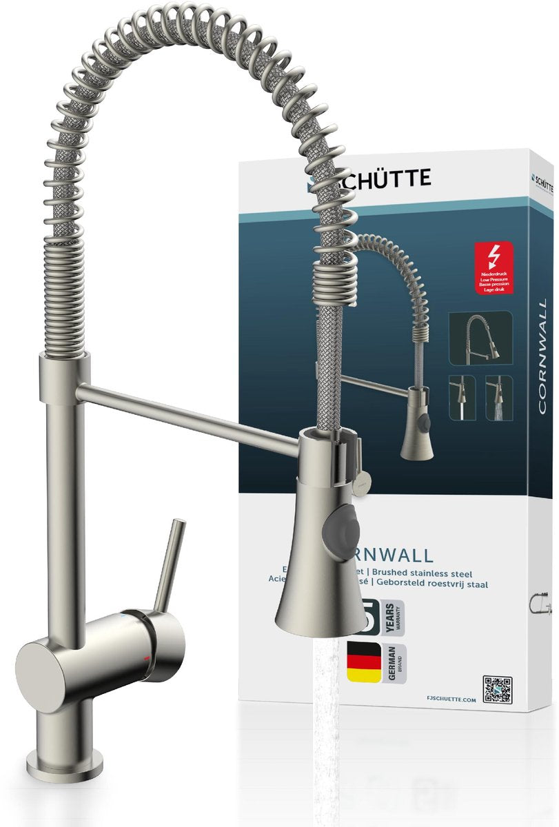 SCHÜTTE SCHÜTTE Eenknopsmengkraan met spiraalveer CORNWALL lage druk RVS-look