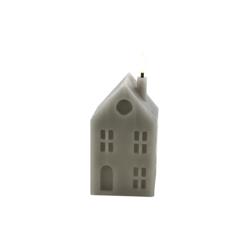 Countryfield lyon led kaars huis m grijs 6,5x7,5x16cm