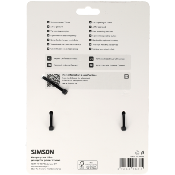 Simson ringslot universeel connect insteek 72mm art**