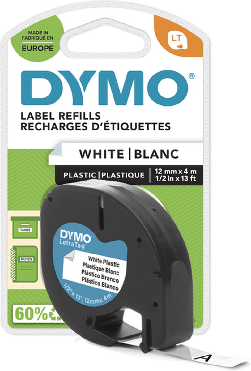 Dymo 12mm letratag plastic tape labelprinter-tape