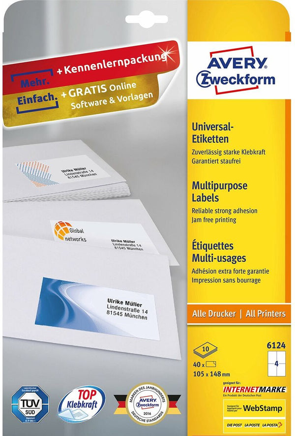 Avery printer labels white (4 units) (refurbished d)
