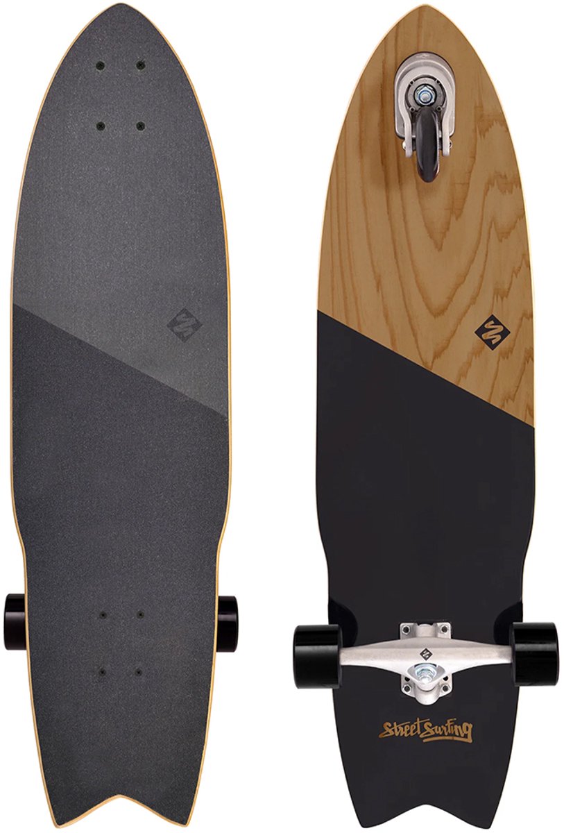 Streetsurfing shark aanval 36 zelfrijdend longboard koa zwart