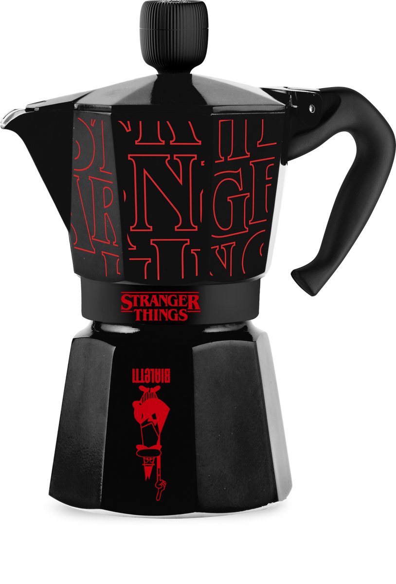 Bialetti stranger things - percolator - moka express 6 kops - aluminium - met stranger things sound effect