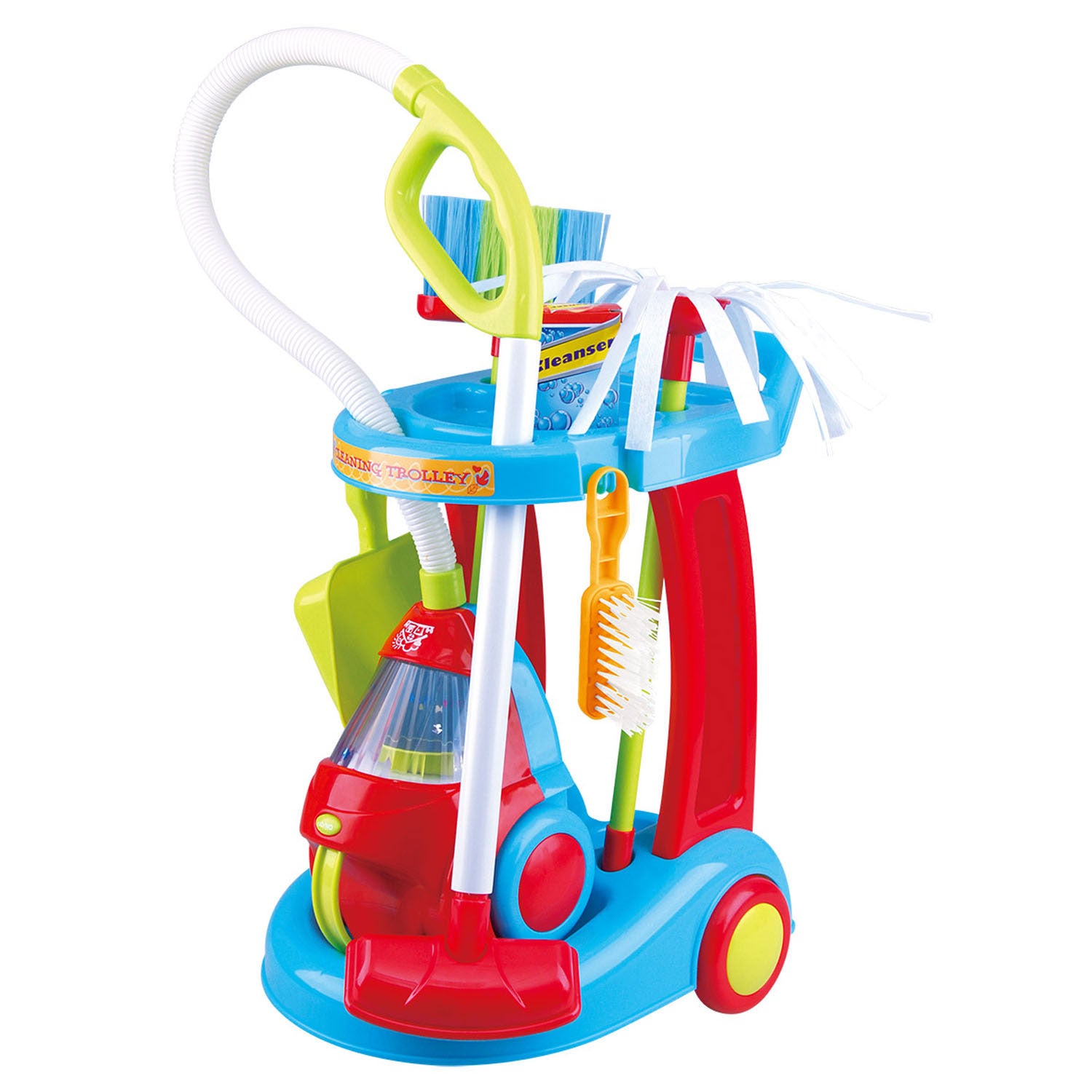 Speel Schoonmaaktrolley met Stofzuiger Retro, 7dlg.